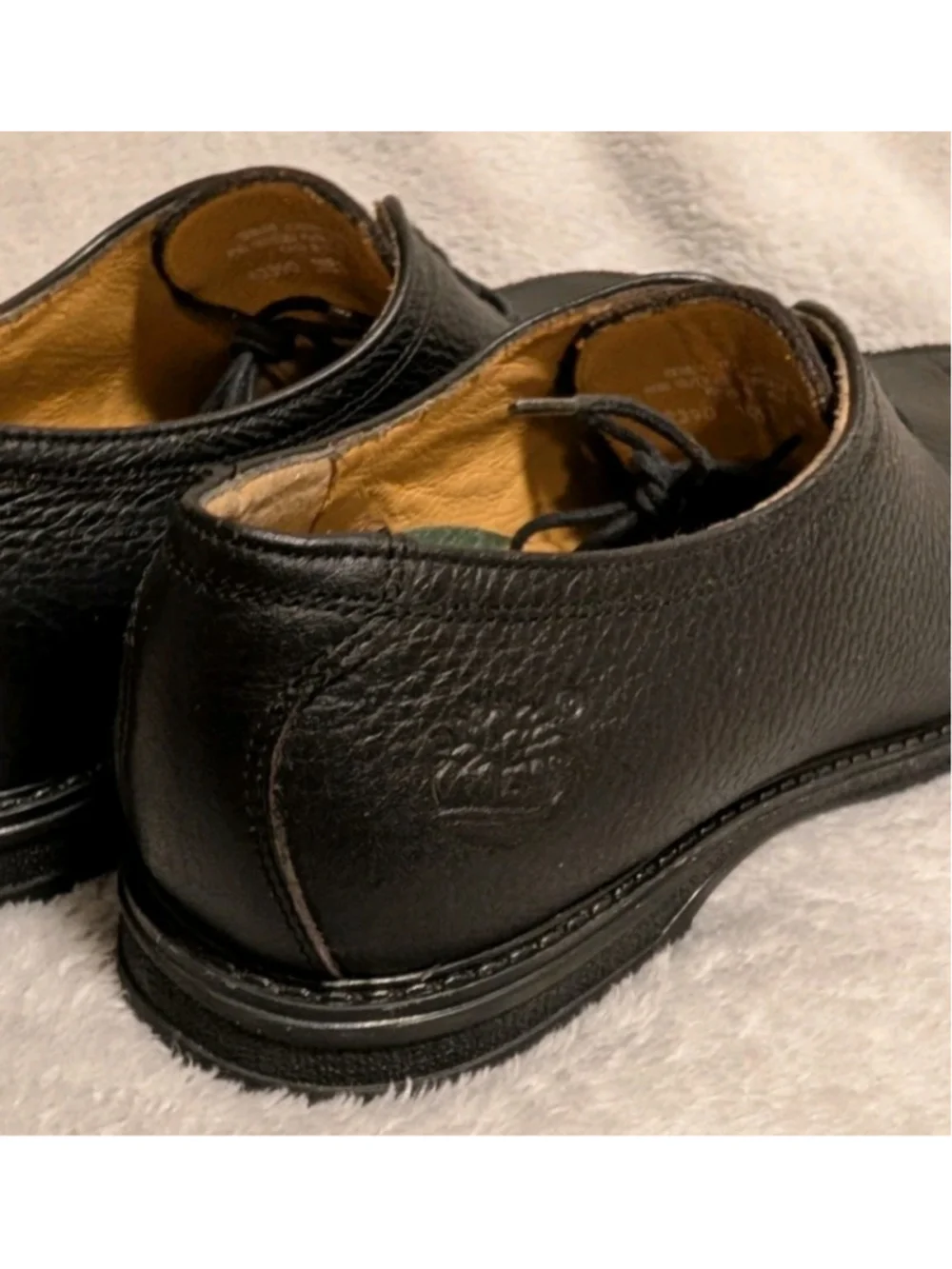 Timberland Black Pebble Grain Leather Derby Dress Shoes Black Men's 9M B235